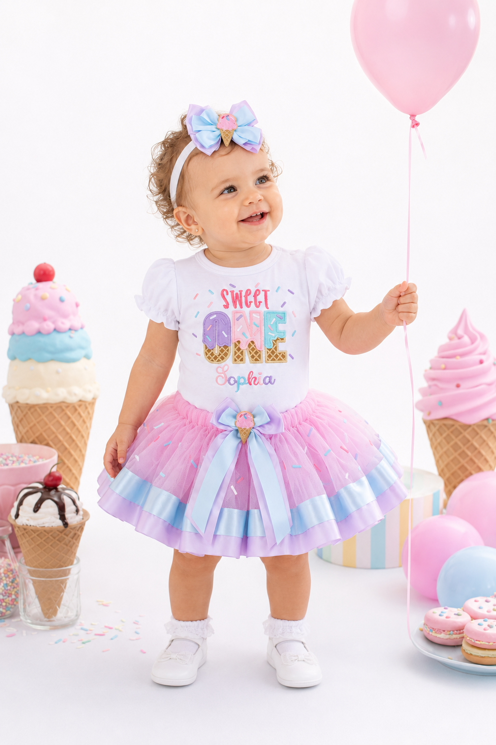 Personalized Sweet One Ice Cream Birthday Outfit – First Birthday Tutu Set