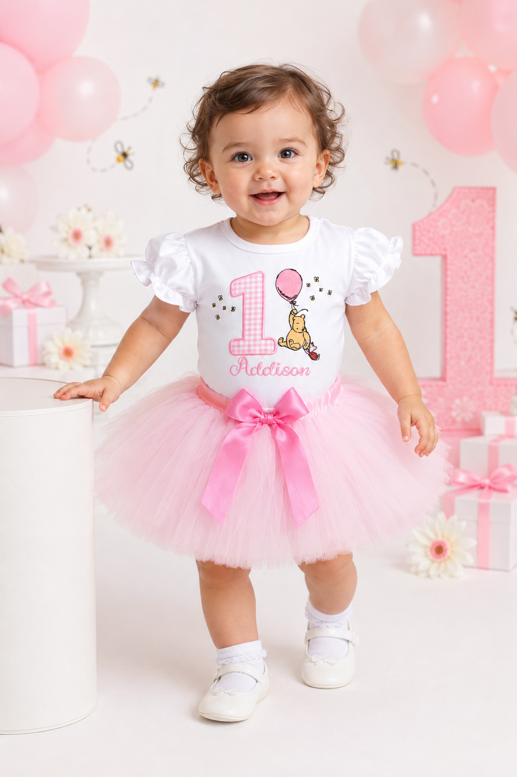 Personalized Pink Pooh  Bear Birthday Tutu Outfit – Custom Age, Sizes up to 5T