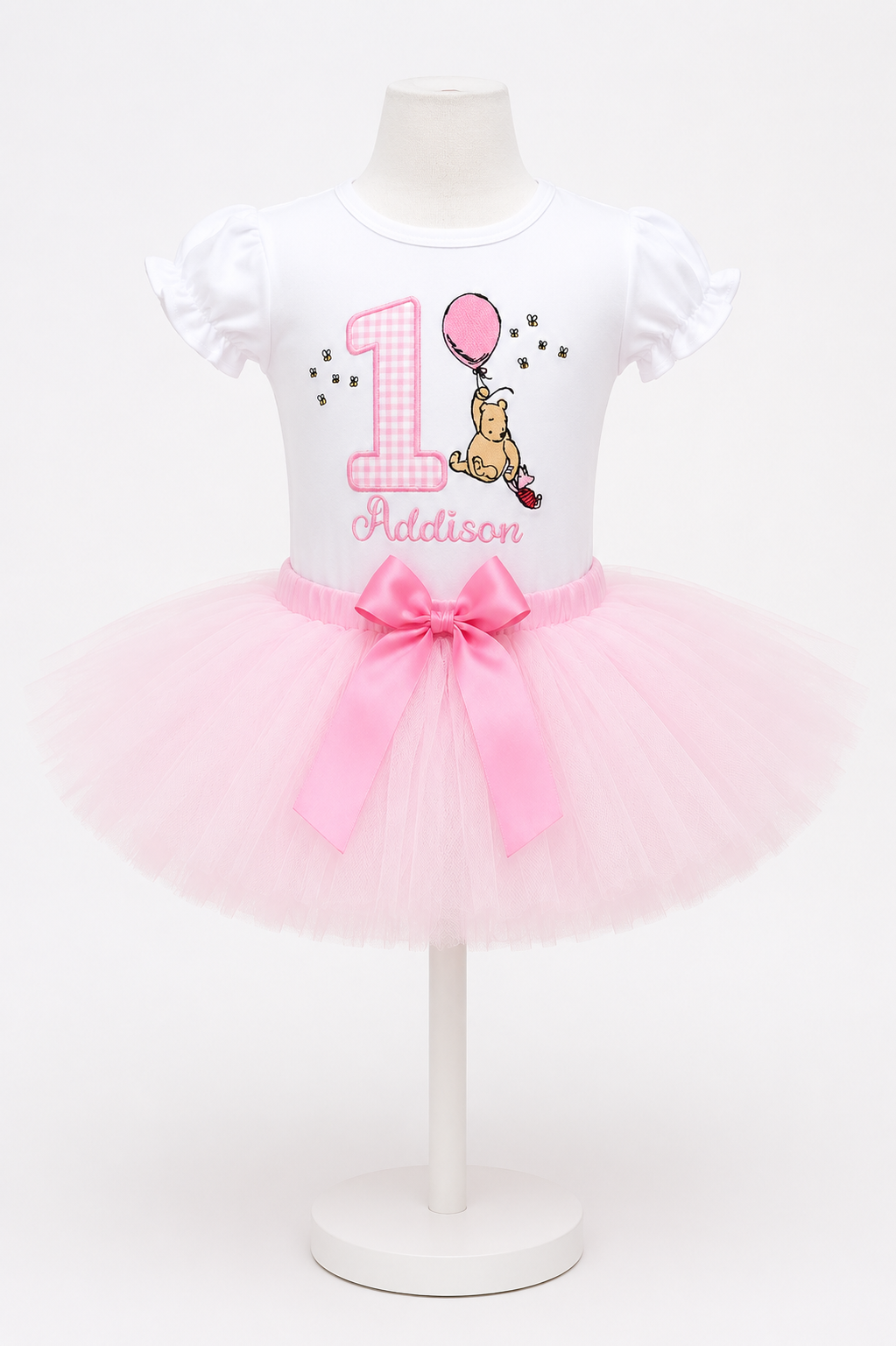 Personalized Pink Pooh  Bear Birthday Tutu Outfit – Custom Age, Sizes up to 5T