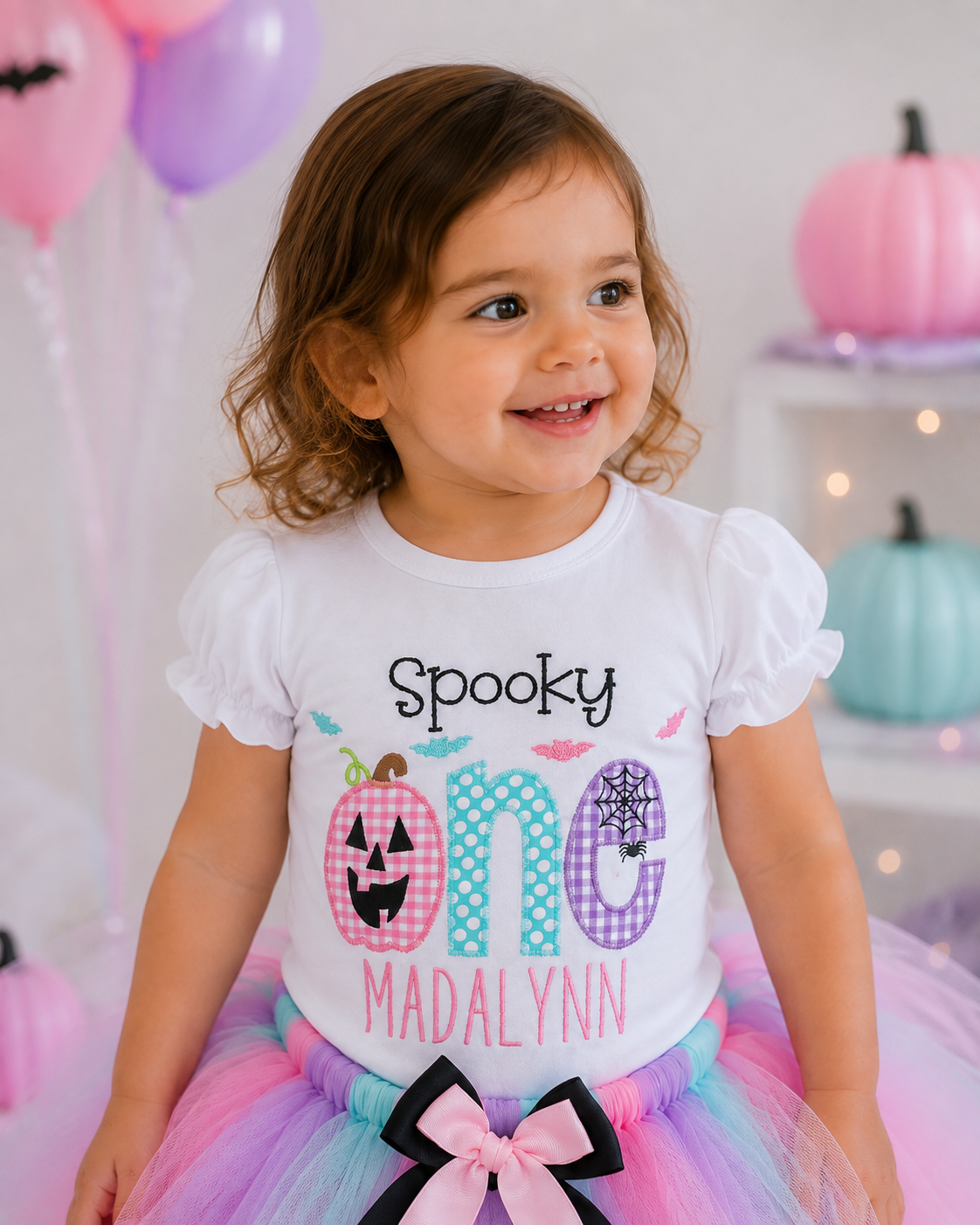 Personalized Spooky ONE Halloween Birthday Tutu Outfit – Pastel First Birthday Girl Outfit
