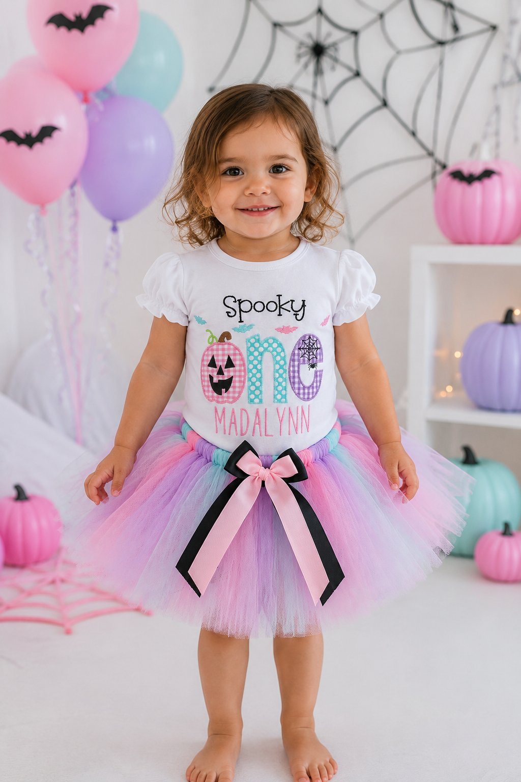 Personalized Spooky ONE Halloween Birthday Tutu Outfit – Pastel First Birthday Girl Outfit